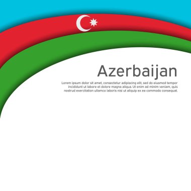 Azerbaycan bayrağı sallayan soyut bir dalga. Kağıt kesim stili. Vatansever tatil kartı tasarımı için yaratıcı bir geçmiş. Azerbaycan Ulusal Posteri. Eyalet azerbaijani vatanseverlik maskesi, pilot. Vektör tasarımı