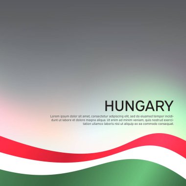 Soyut dalgalanan hungary bayrağı. Vatansever tatil kartları tasarlamak için yaratıcı bir arka plan. Ulusal poster. Kapak, ulusal renkte pankart. Vektör illüstrasyonu