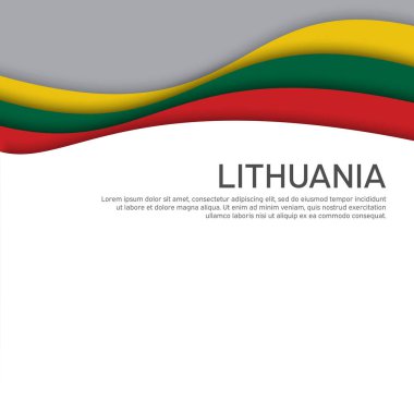Soyut sallanan Litvanya bayrağı. Kağıt kesim stili. Vatansever tatil kartı tasarımı için yaratıcı bir geçmiş. Ulusal poster. Litvanya vatanseverliğinin gizli kimliği, pilot. Vektör üç renk tasarımı