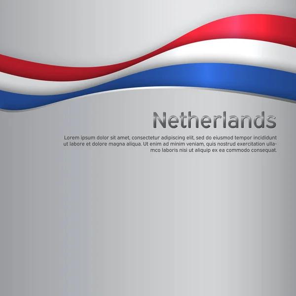 要旨オランダの国旗を振っている 紙のカットスタイル 愛国的な休日のカードのデザインのための創造的な金属の背景 全国ポスター カバー オランダの状態の色でバナー ベクトル三色設計 — ストックベクタ