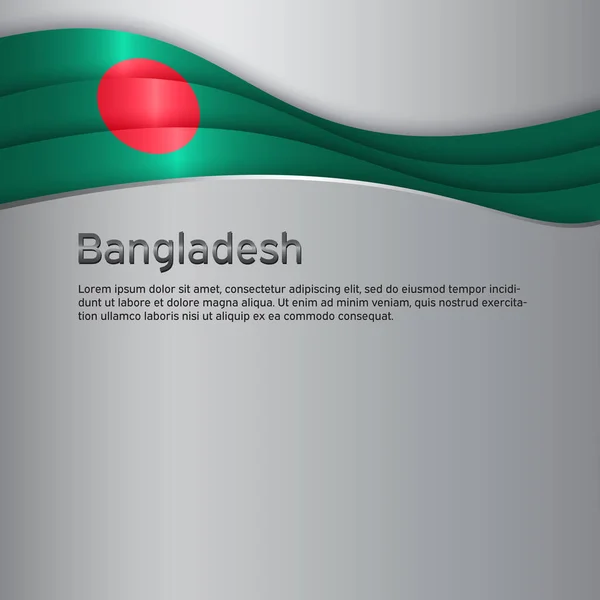 Bangladesch Flagge Auf Grauem Metallhintergrund Papierschnitt Stil Vektor Banner Design — Stockvektor