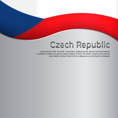 Kapak, Czech Cumhuriyeti 'nin eyalet renklerinde pankart. Çek Cumhuriyeti soyut dalgalı bayrağı. Vatansever tatil kartı tasarımı için yaratıcı metal arka plan. Ulusal Poster. Vektör tasarımı