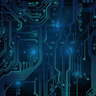 Devre kartı geçmişi. Teknolojik konsept tasarımı, ışık arkaplanı, metin için alan, kopyalama alanı. Elektronik bilgisayar teknolojisi, dijital çip, analog devre. Banner, sunum. Vektör
