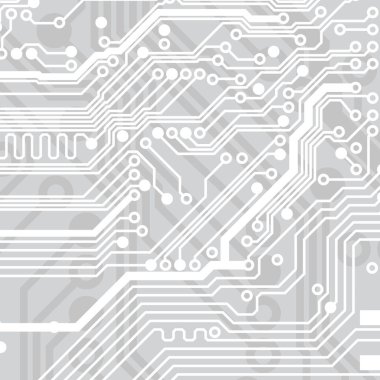 Devre kartı geçmişi. Teknolojik konsept tasarımı, ışık arkaplanı, metin için alan, kopyalama alanı. Elektronik bilgisayar teknolojisi, dijital çip, analog devre. Banner, sunum. Vektör