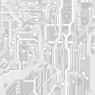 Devre kartı geçmişi. Teknolojik konsept tasarımı, ışık arkaplanı, metin için alan, kopyalama alanı. Elektronik bilgisayar teknolojisi, dijital çip, analog devre. Banner, sunum. Vektör