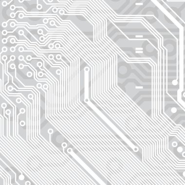 Devre kartı geçmişi. Teknolojik konsept tasarımı, ışık arkaplanı, metin için alan, kopyalama alanı. Elektronik bilgisayar teknolojisi, dijital çip, analog devre. Banner, sunum. Vektör