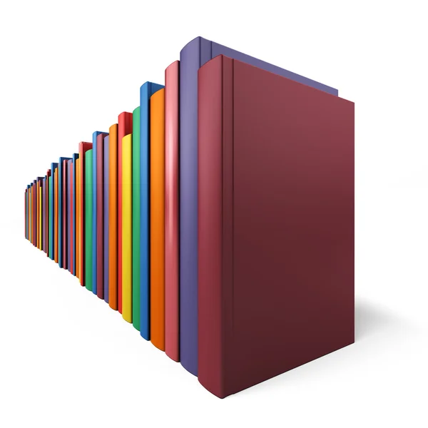 Libri a colori in linea isolati su sfondo bianco — Foto Stock