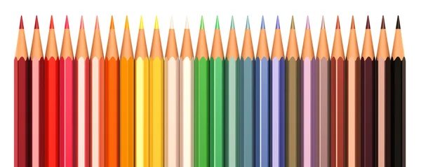 Färgpennor i linje isolerad på en vit bakgrund — Stockfoto