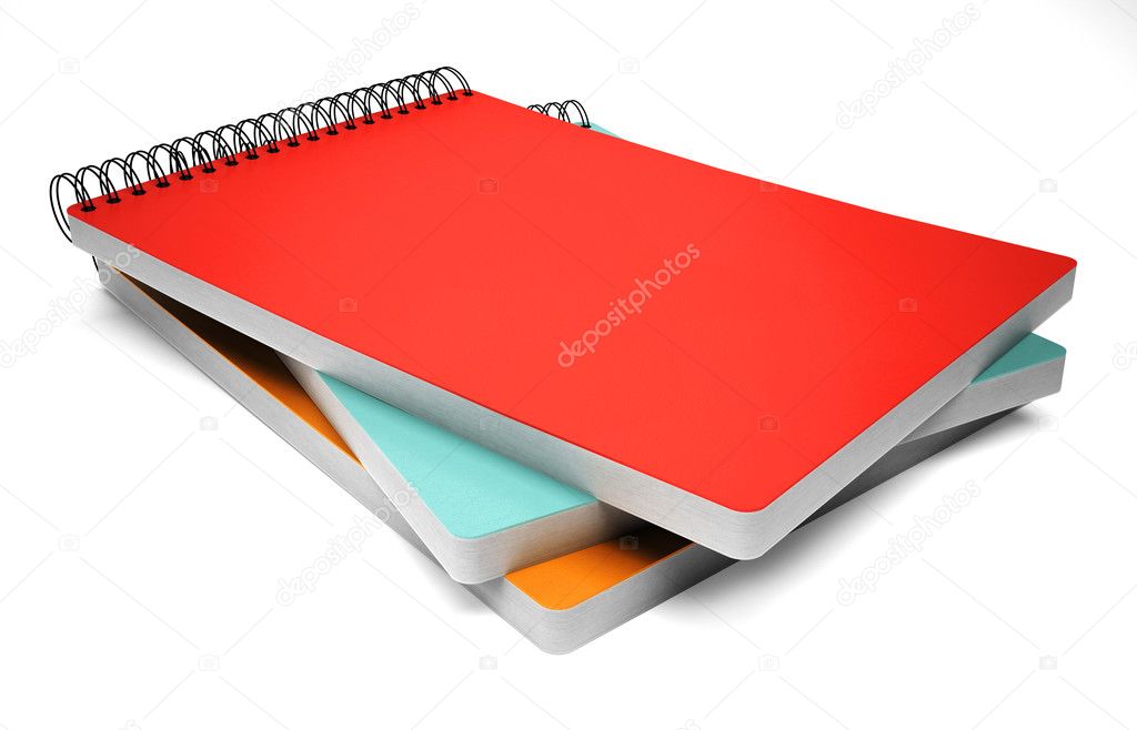 Stack of ring binder notebook isolated on white