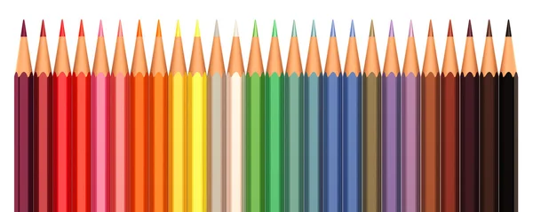 Crayons de couleur en ligne isolés sur un fond blanc — Photo