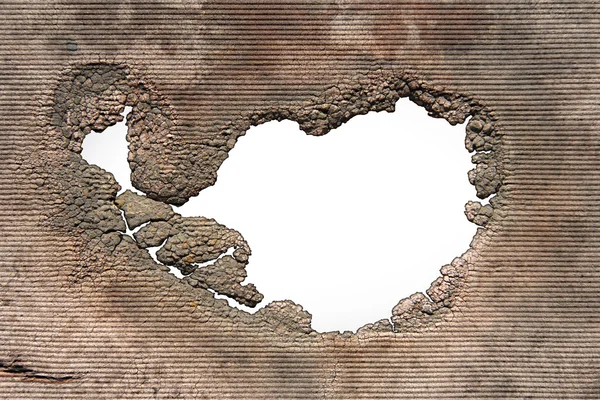 Ein Loch mit gezackten Fäulnisrändern — Stockfoto