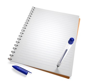 açık defter kalem ile