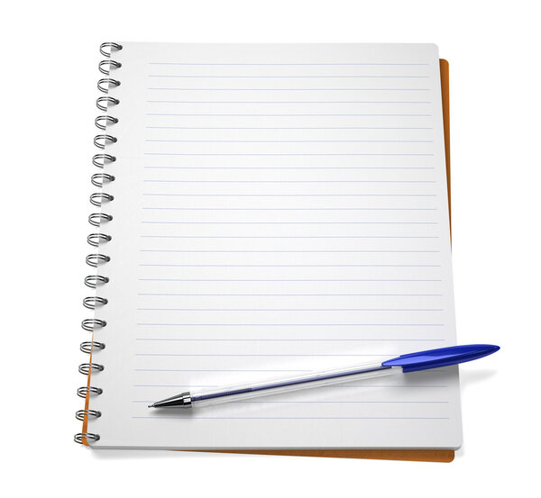 открытая тетрадь с ручкой
