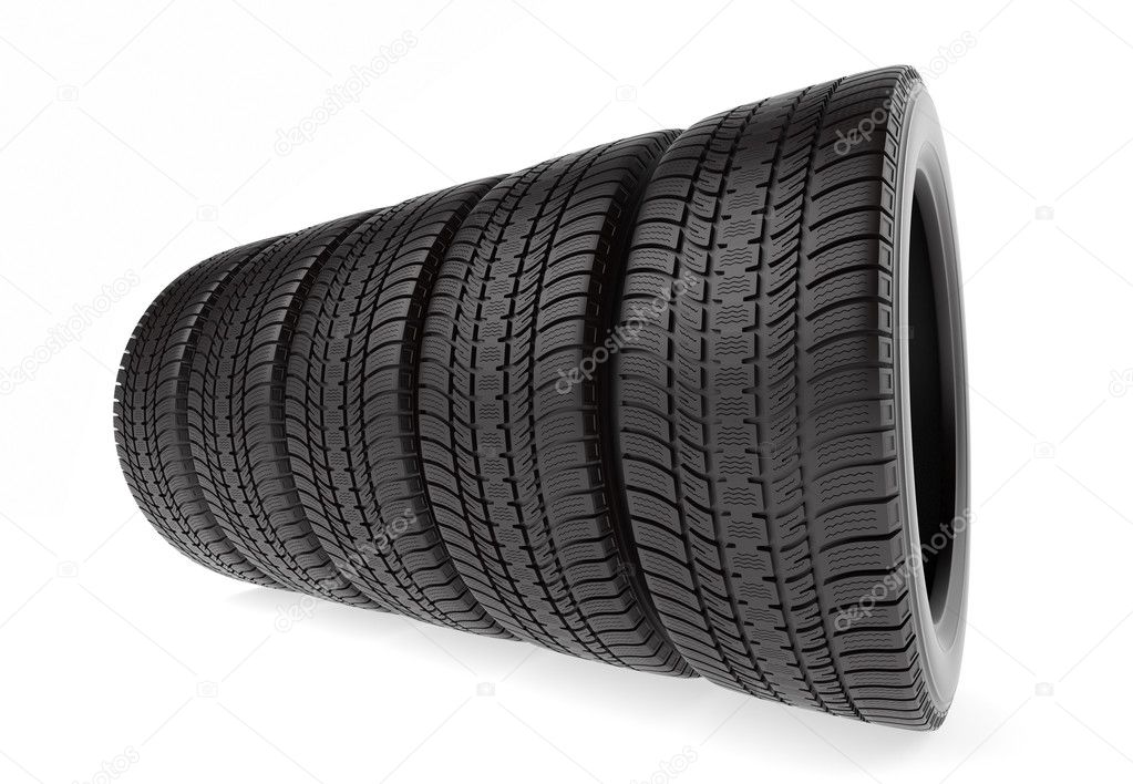 Winter tires isolated on the white background