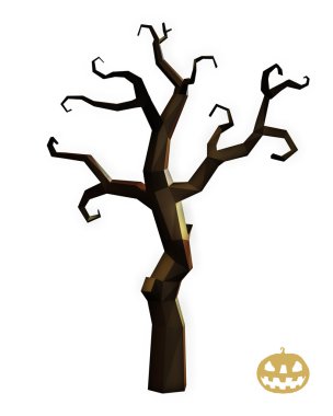 Halloween korku ağaç düşük Poli