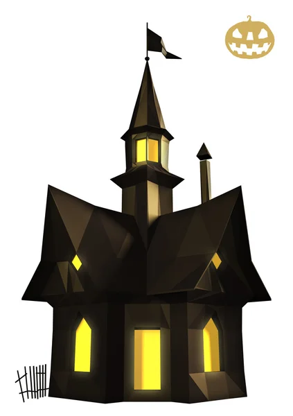 Halloween horror house low poly — Stock Photo, Image