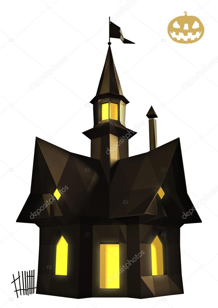 Halloween horror house low poly