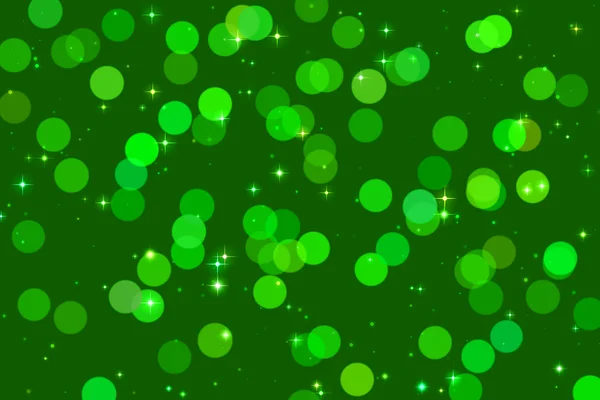 Yeşil bokeh ışıkları, parçacıklar ve starglow — Stok fotoğraf