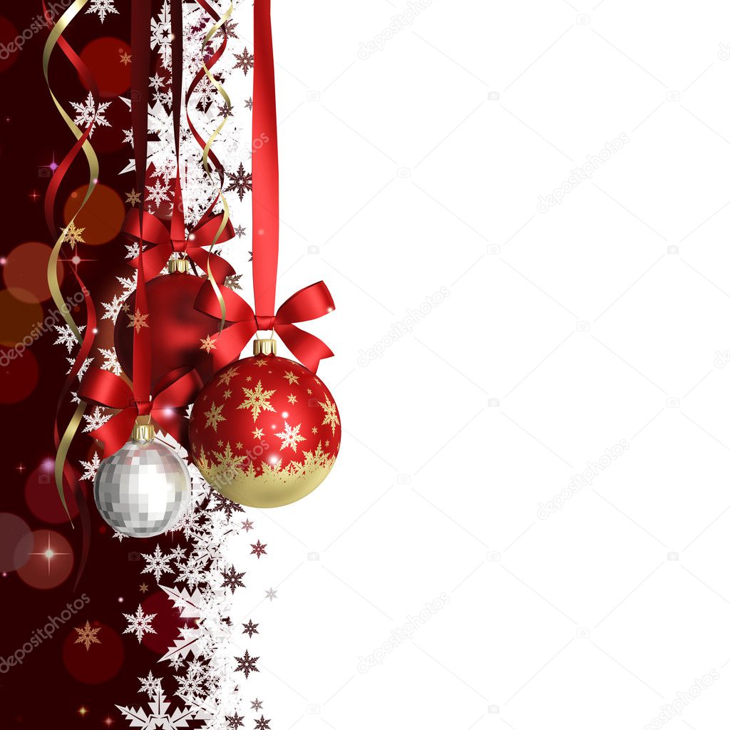 Christmas theme with glass balls and free space for text