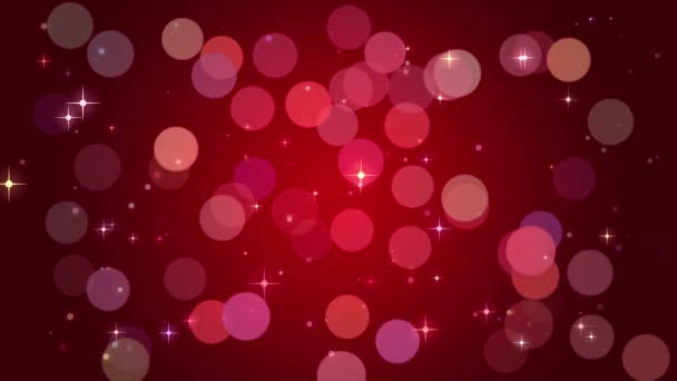 Luzes bokeh vermelhas, partículas e brilho estrelado. Loop sem costura — Vídeo de Stock