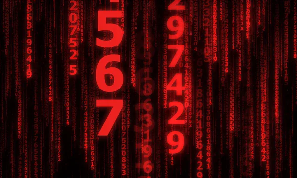 El ciberespacio con muchos números de líneas descendentes brillantes —  Fotos de Stock