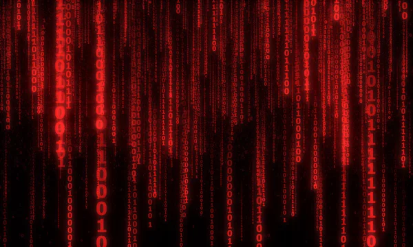 Cyberspazio con linee di caduta digitali, catena di sospensione binaria — Foto Stock