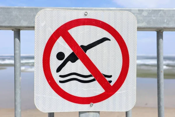 Prohibiting Sign Diving Close Lake Stock Picture