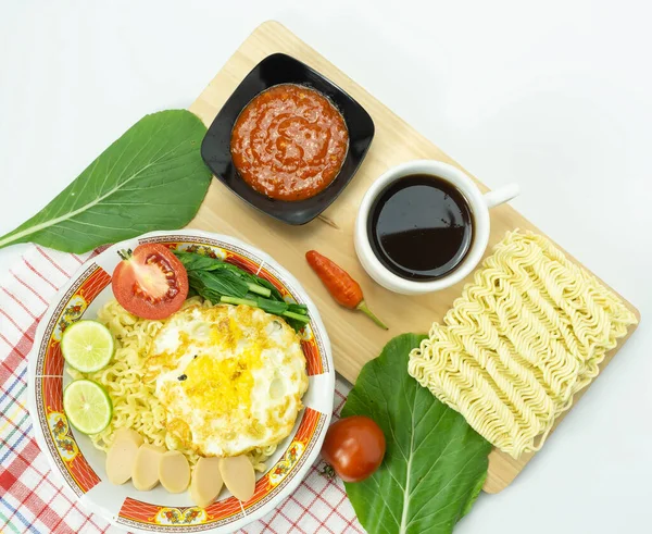 Mie Goreng Indonesia Atau Mie Goreng Goreng Dengan Telur Makanan — Stok Foto