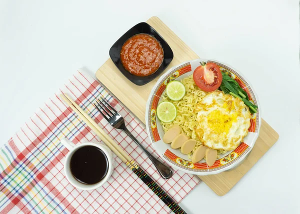 Mie Goreng Indonesia Atau Mie Goreng Goreng Dengan Telur Makanan — Stok Foto