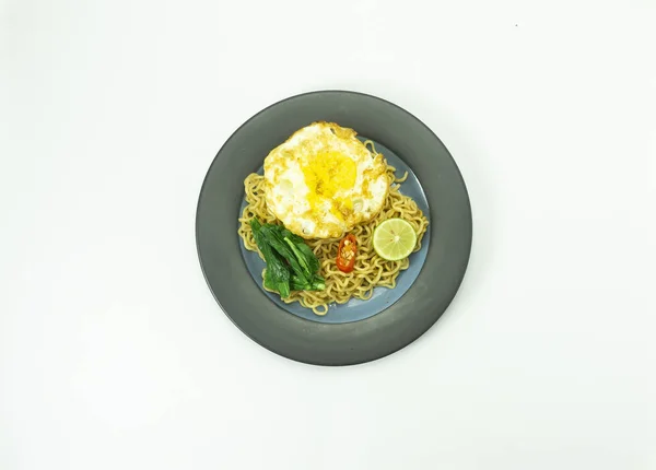 Indonésio Mie Goreng Macarrão Frito Com Ovo Tradicional Indonésio Comida — Fotografia de Stock