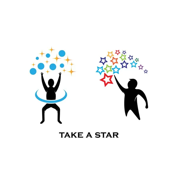 Kids Dream Logo Design Template Reaching Star Concept Vector Illustration — Stock Vector