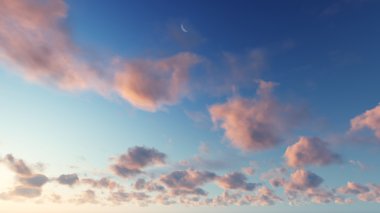 Bulutlu gökyüzü mavi arka plan, 3d çizim