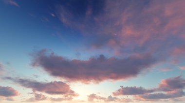 Bulutlu gökyüzü mavi arka plan, 3d çizim