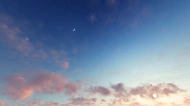 Bulutlu gökyüzü mavi arka plan, 3d çizim