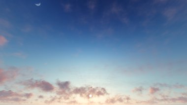 Bulutlu gökyüzü mavi arka plan, 3d çizim