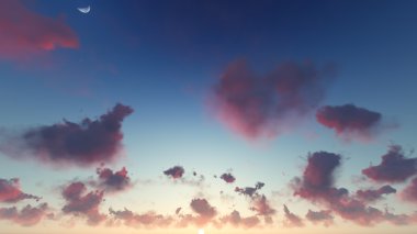 Bulutlu gökyüzü mavi arka plan, 3d çizim