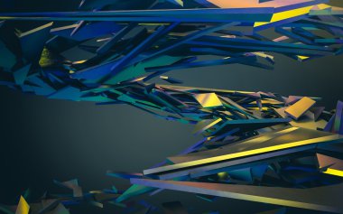 Kaotik yapısını soyut 3d render. 