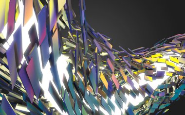 Kaotik yapısını soyut 3d render. 