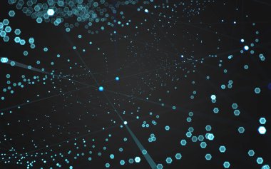 Çokgen alanı düşük Poli koyu arka plan, 3d render