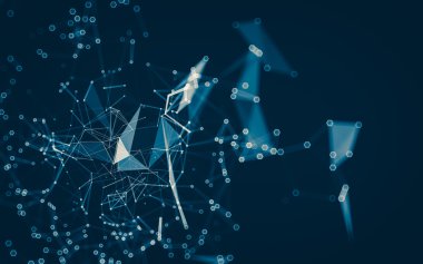 Çokgen alanı düşük Poli koyu arka plan, 3d render