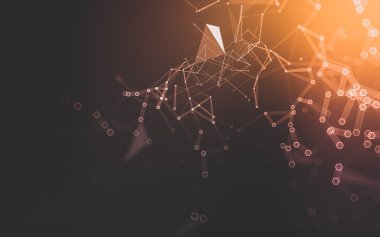 Çokgen alanı düşük Poli koyu arka plan, 3d render