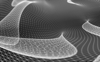 Çokgen alanı düşük Poli koyu arka plan, 3d render