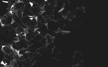 Çokgen alanı düşük Poli koyu arka plan, 3d render