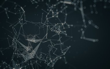 Çokgen alanı düşük Poli koyu arka plan, 3d render