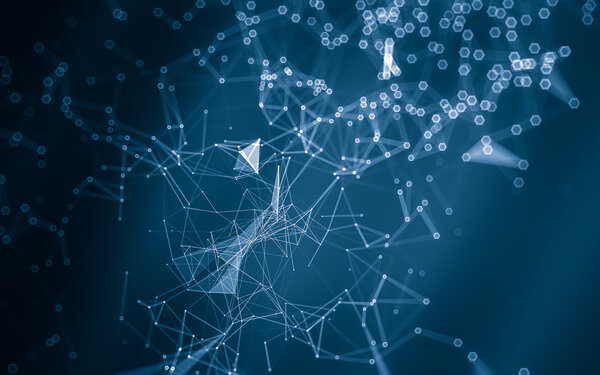 Абстрактное многоугольное пространство на темном фоне с низким полюсом, 3D рендеринг
