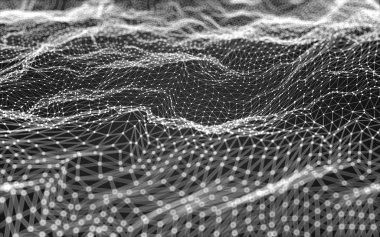 Çokgen alanı düşük Poli koyu arka plan, 3d render