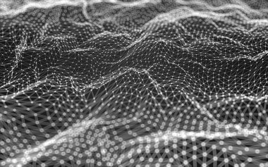 Çokgen alanı düşük Poli koyu arka plan, 3d render