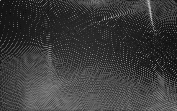 Espacio poligonal abstracto bajo fondo polivinílico oscuro, renderizado 3d — Foto de Stock