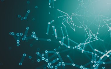 Çokgen alanı düşük Poli koyu arka plan, 3d render