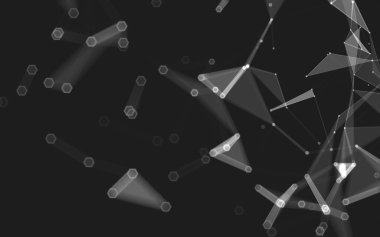 Çokgen alanı düşük Poli koyu arka plan, 3d render